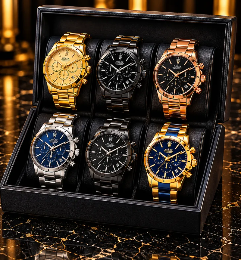 Luxury watches with gold and steel PVD finishes