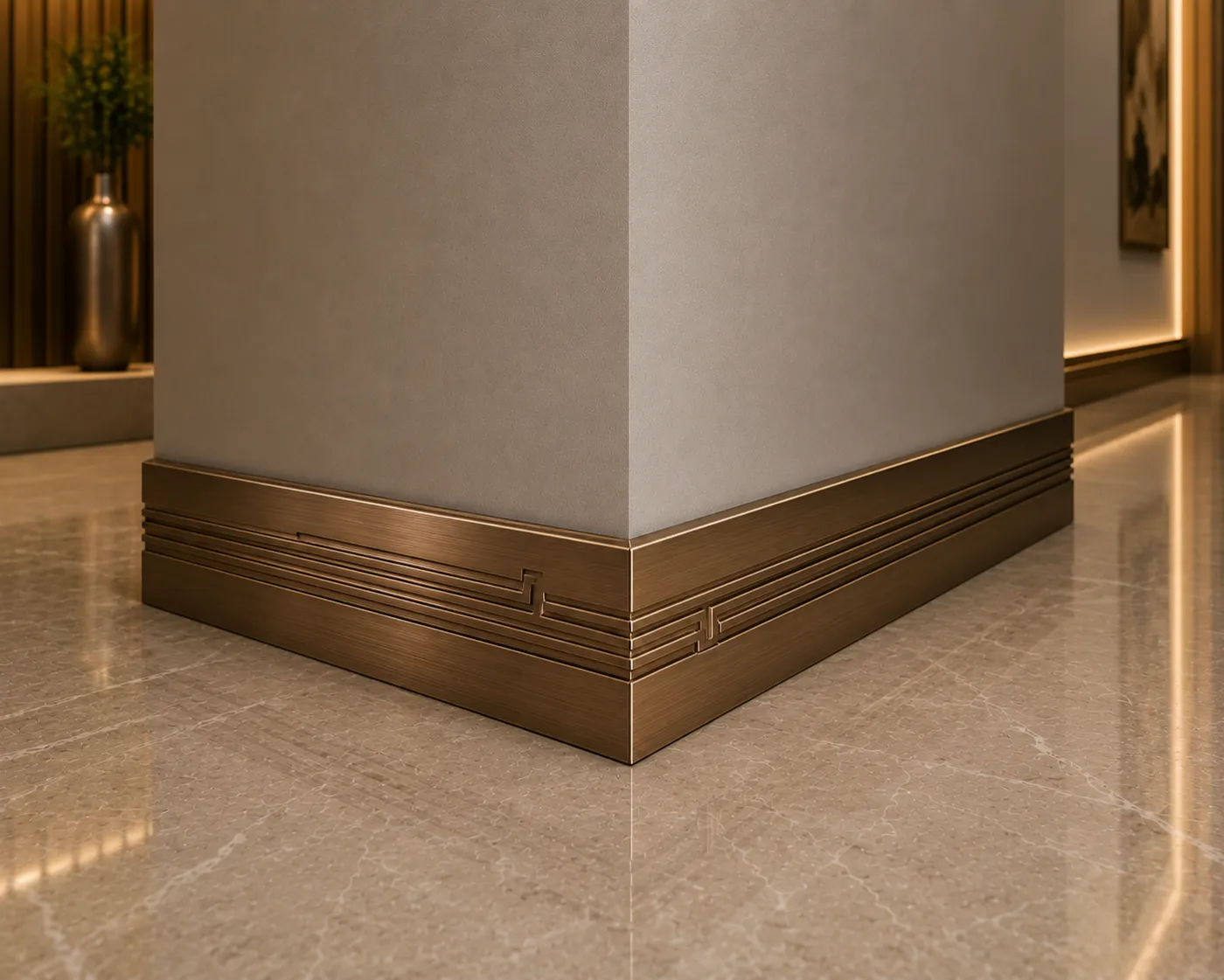Skirting and trims in a bronze PVD finish