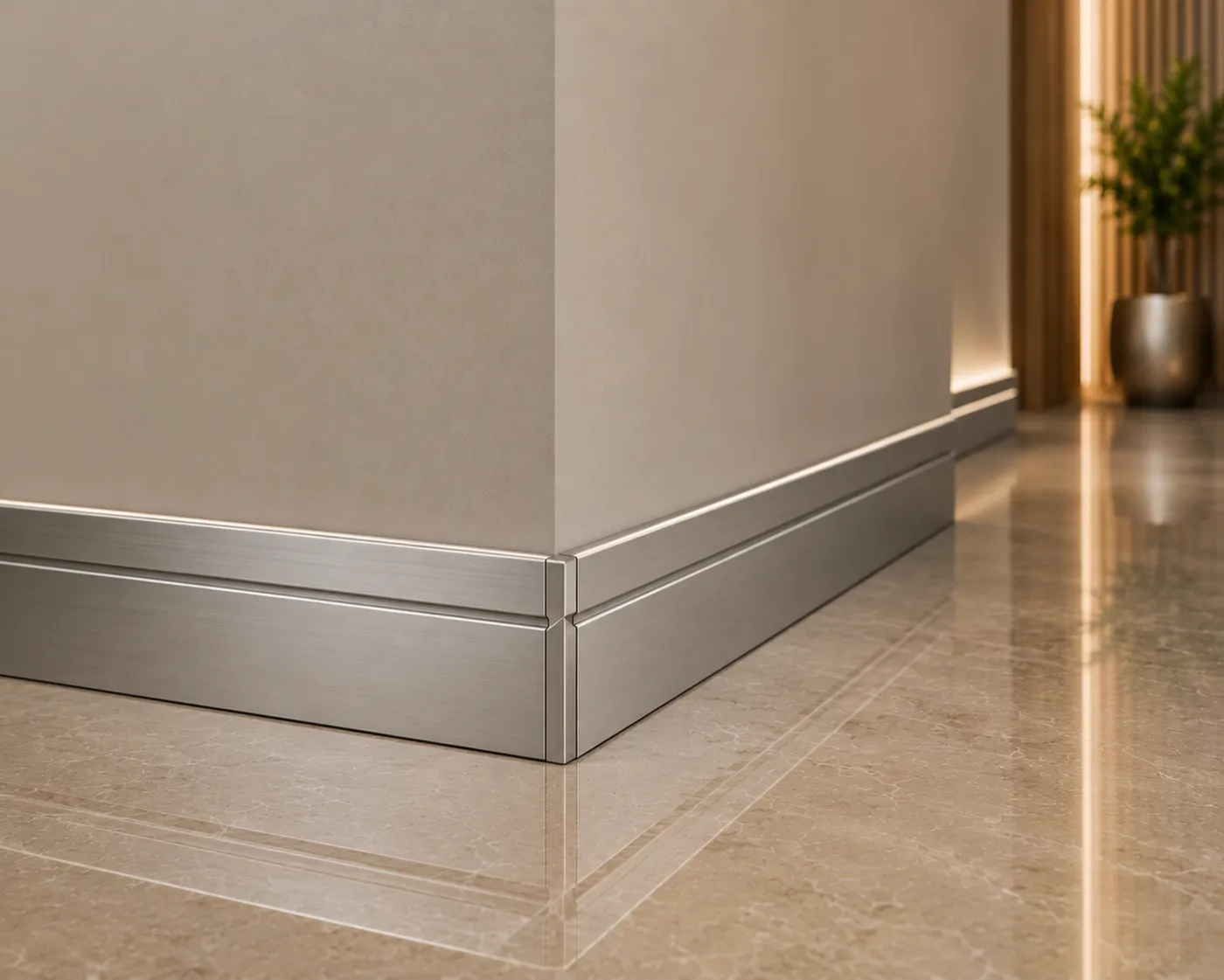 Skirting and trims in a nickel PVD finish