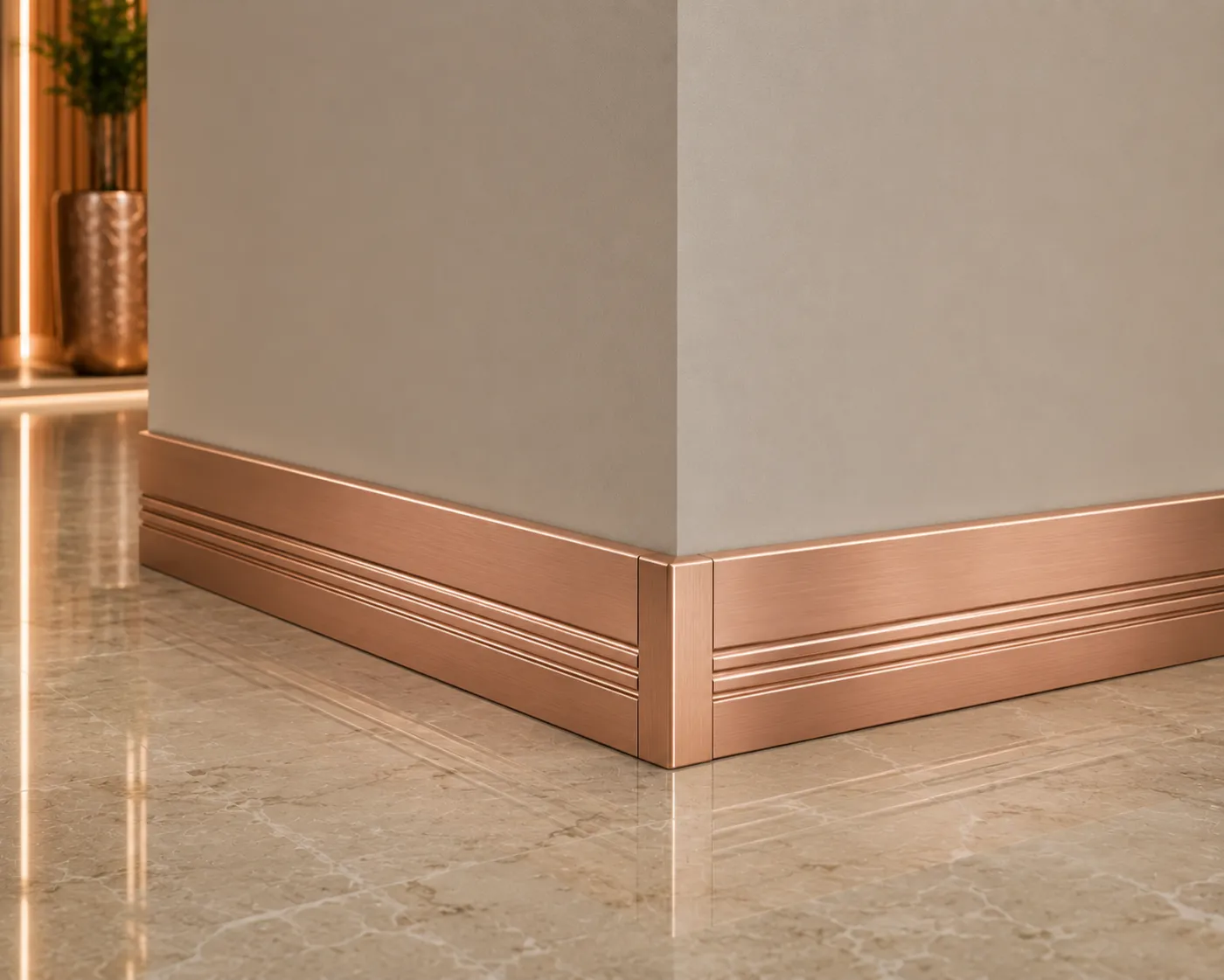 Skirting and trims in a rose-gold PVD finish