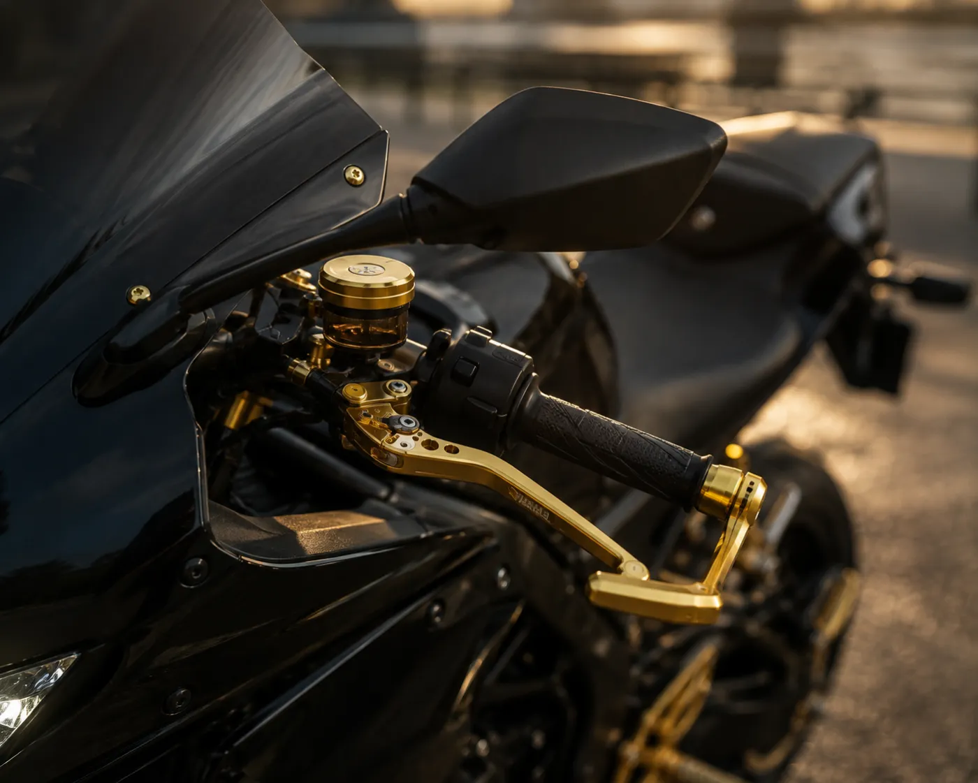 Motorcycle accessories in a gold PVD finish