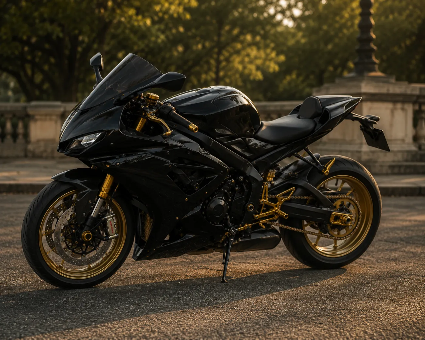 Motorcycle accessories in a gold PVD finish
