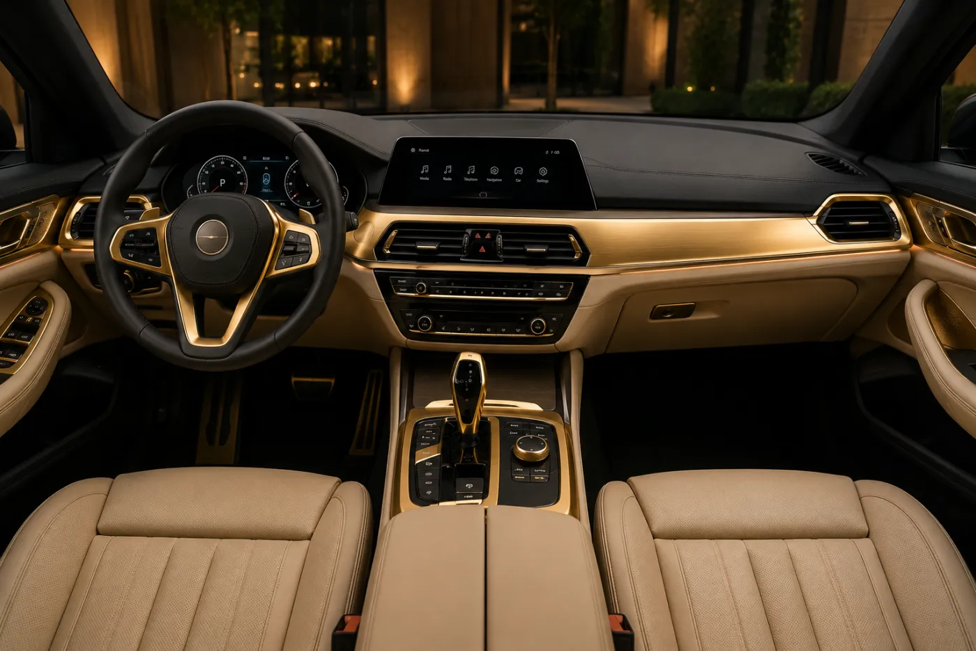 Car interior trims in a gold PVD finish