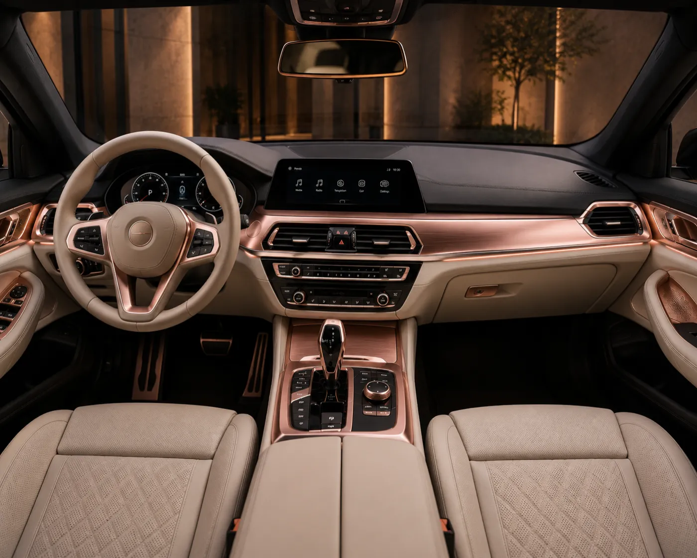Car interior trim in a rose-gold PVD finish