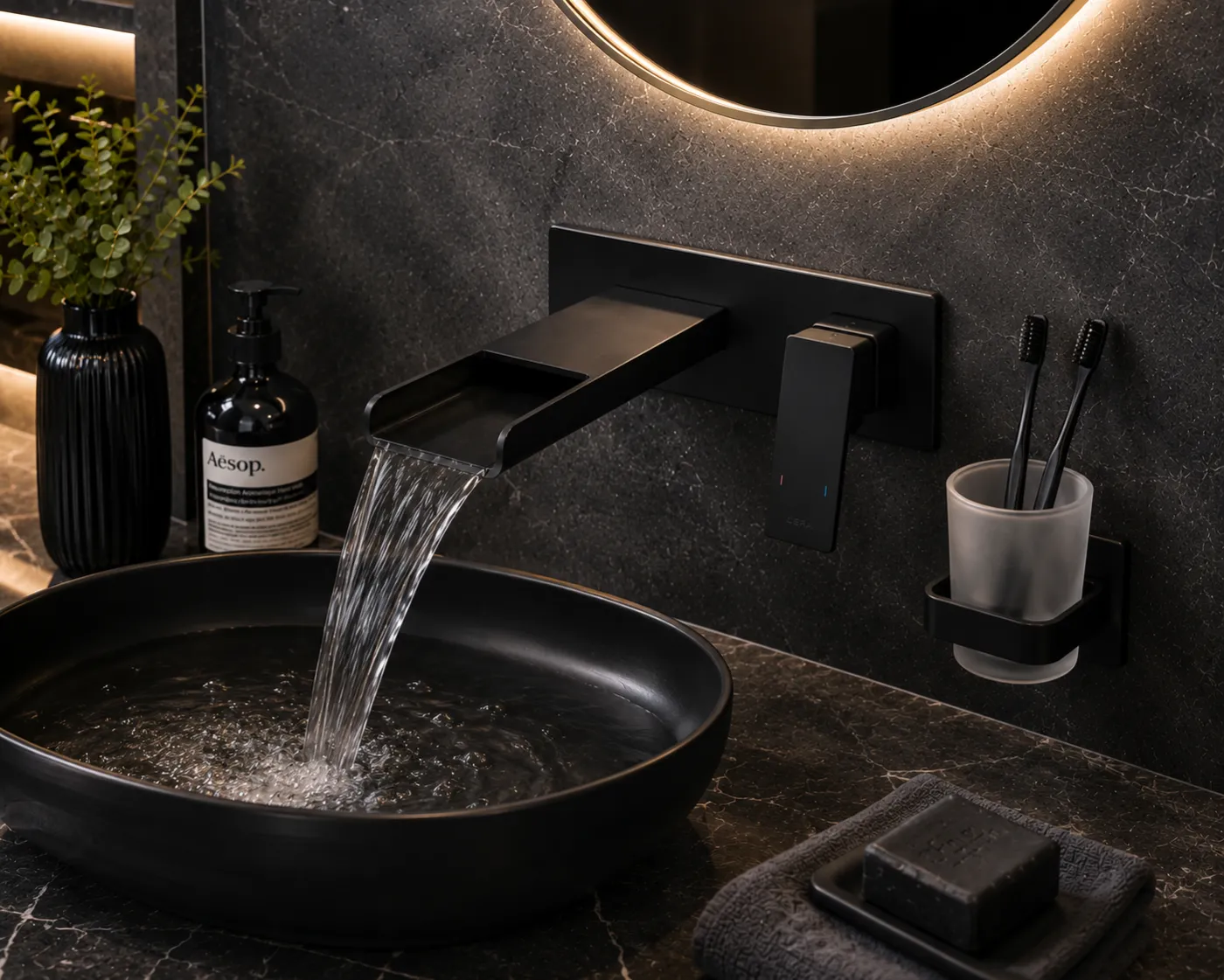 Faucets and mixers in a black PVD finish