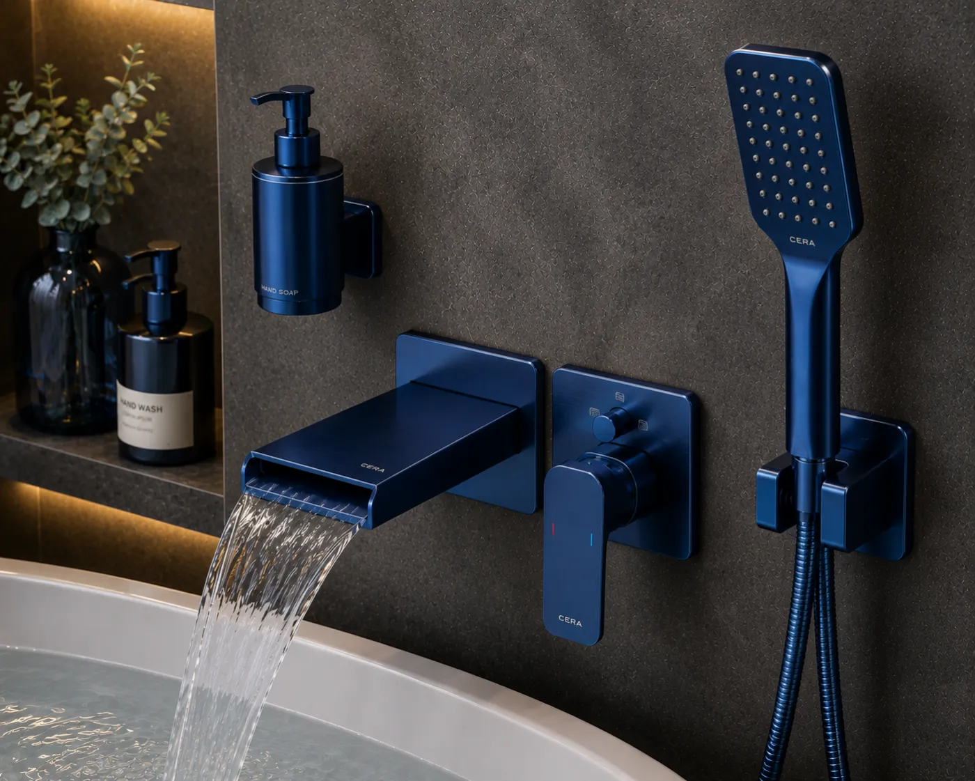Faucets and mixers in a blue PVD finish