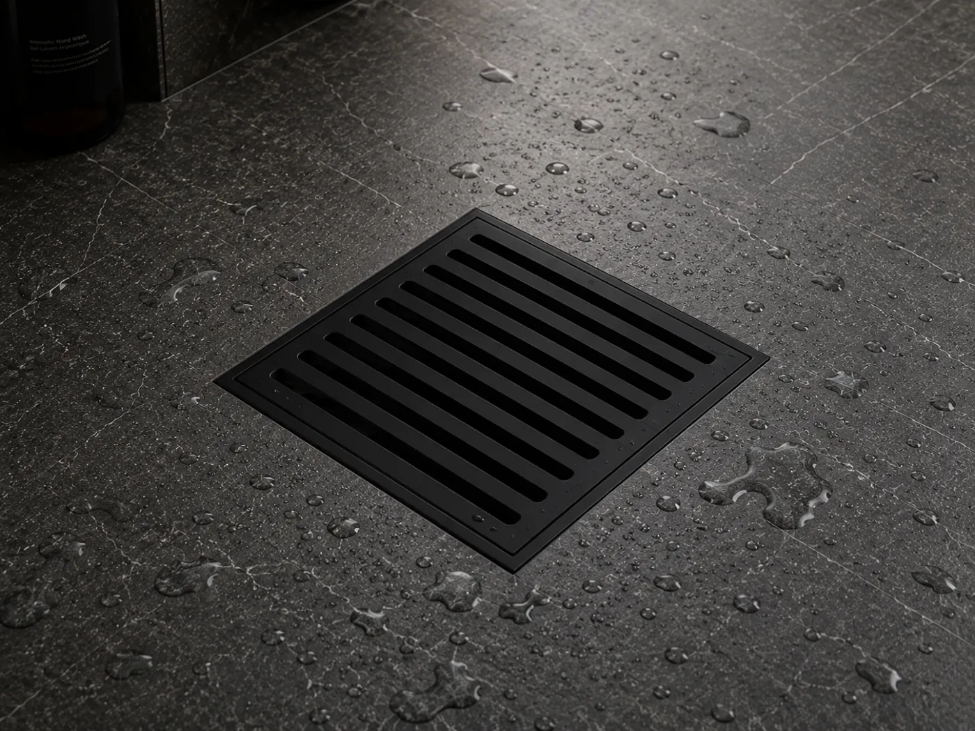 Floor drains and covers in a black PVD finish