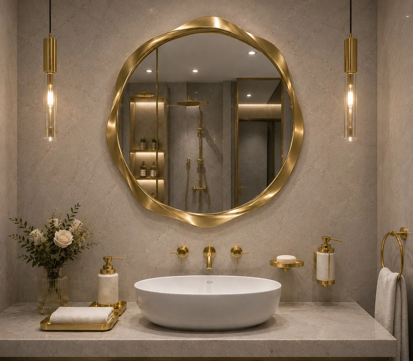 Bathroom fittings in a gold PVD finish