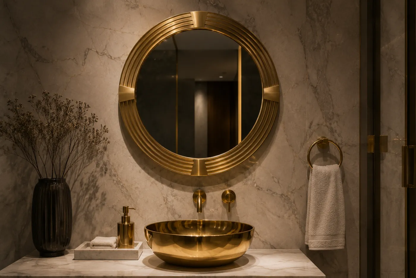 Mirror frames in a gold PVD finish
