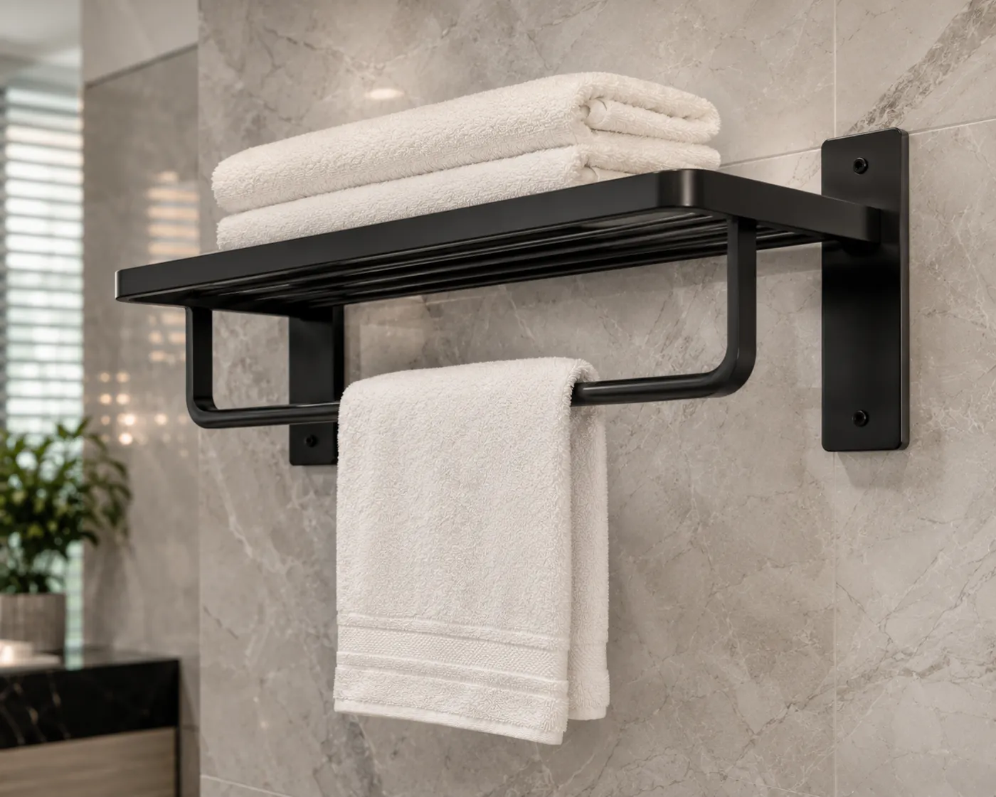 Towel racks in a black PVD finish