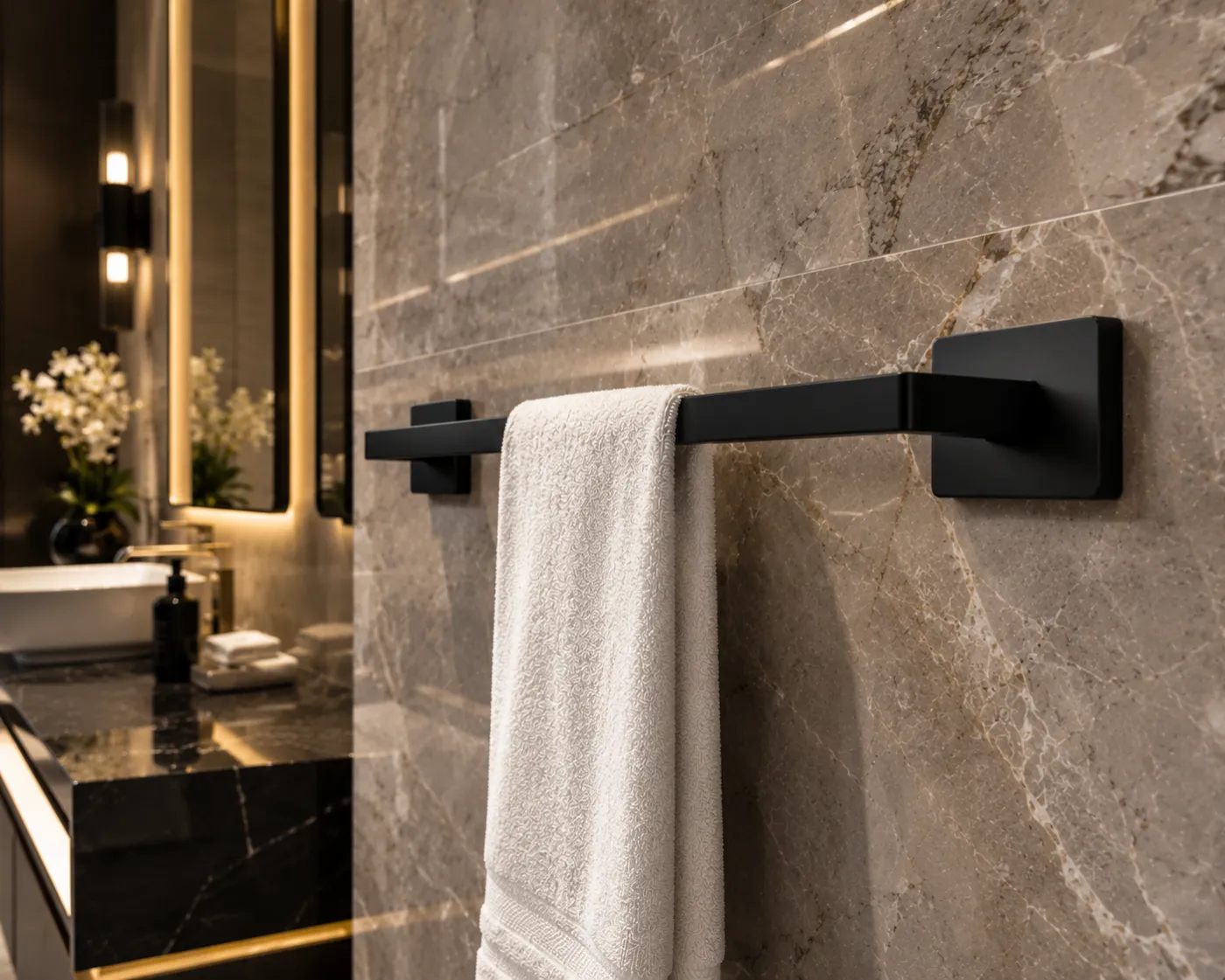 Towel racks in a black PVD finish