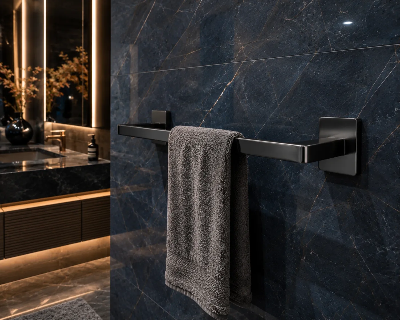 Towel racks in a black PVD finish