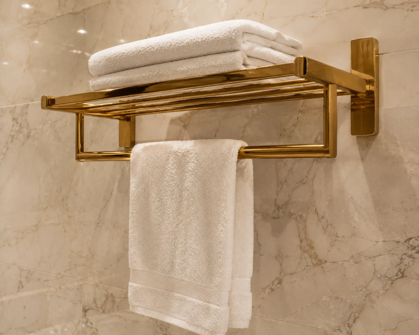 Towel racks in a gold PVD finish