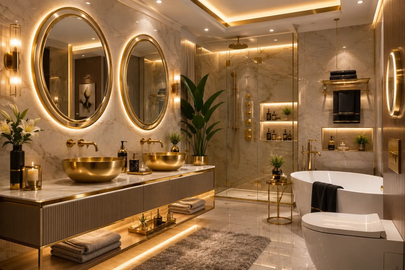Bathroom fittings with a PVD-coated finish