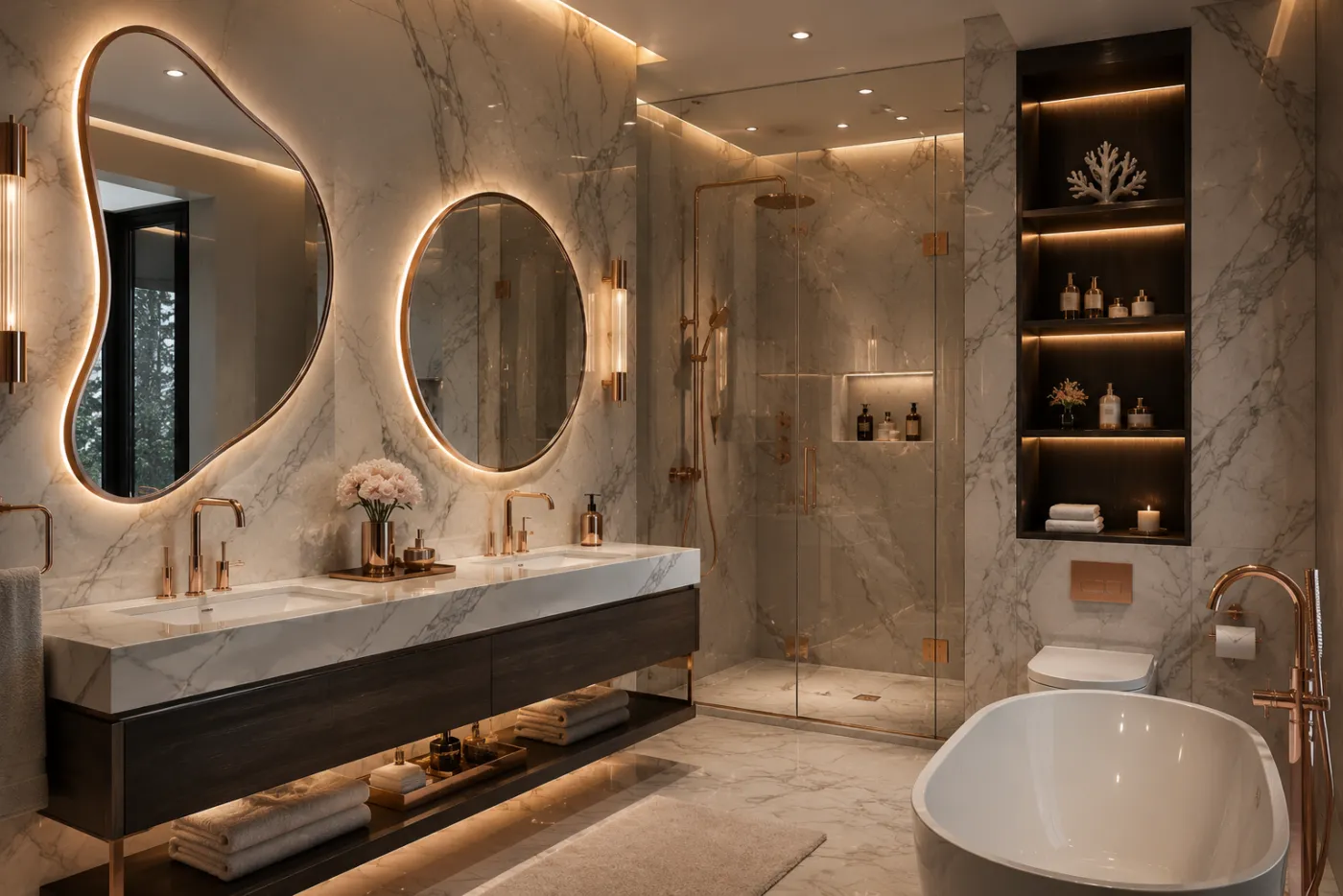 Bathroom fittings with a PVD-coated finish