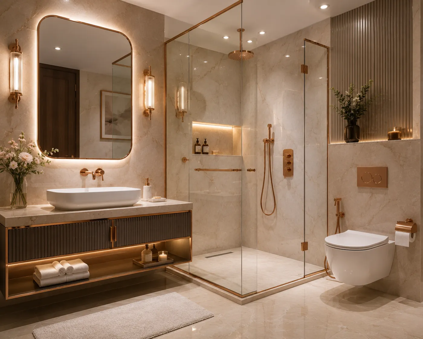 Bathroom fittings with a PVD-coated finish