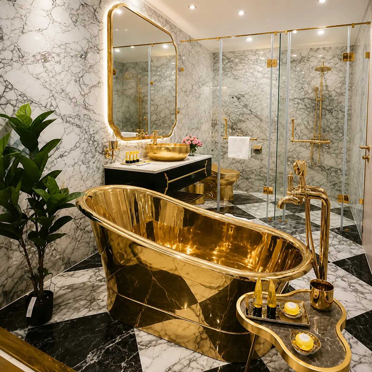 Bathroom fittings with a PVD-coated finish