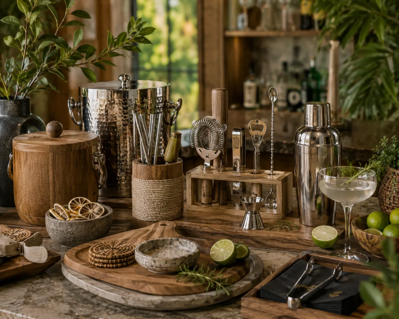 Bar accessories in a nickel PVD finish