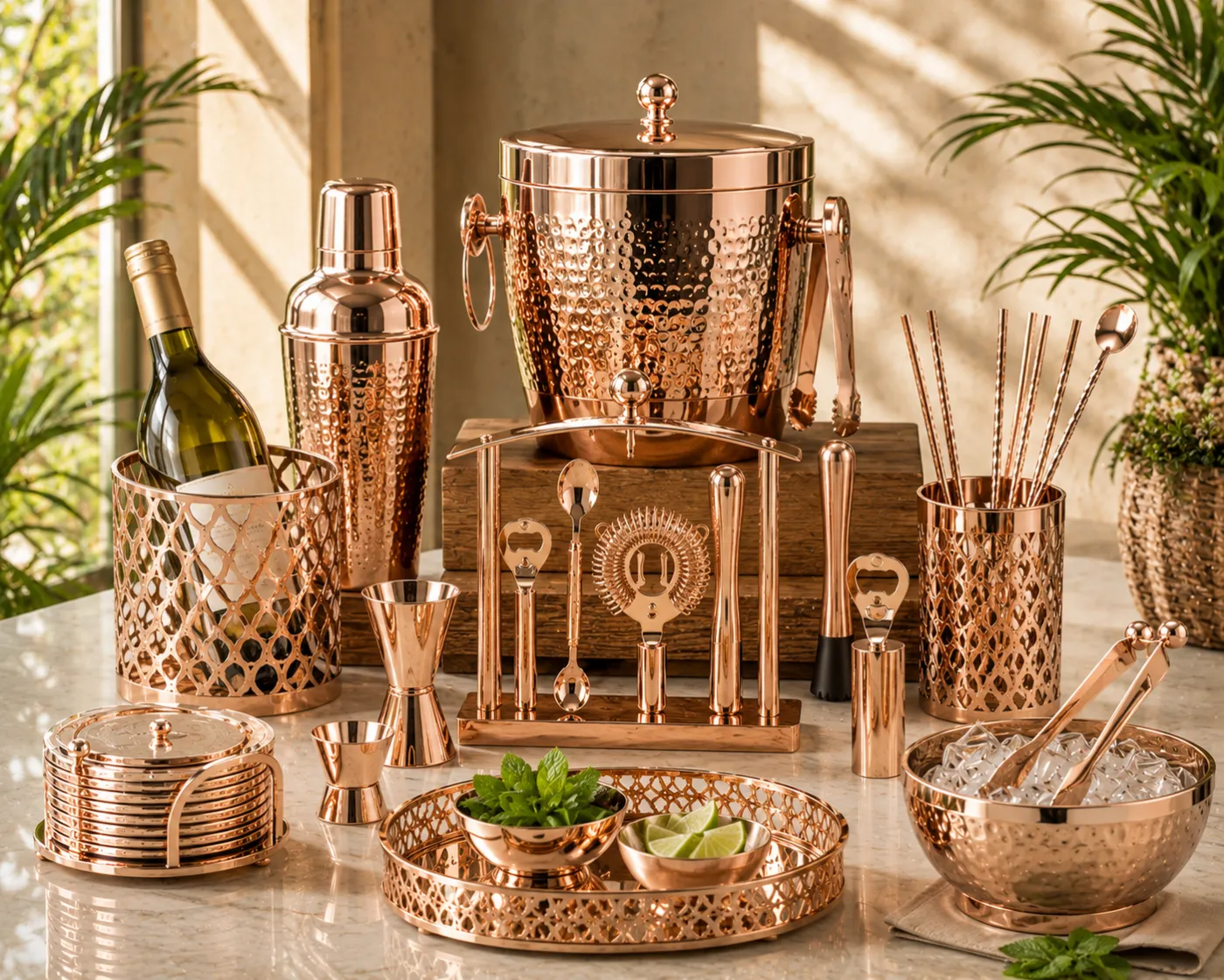 Bar accessories in a rose-gold PVD finish