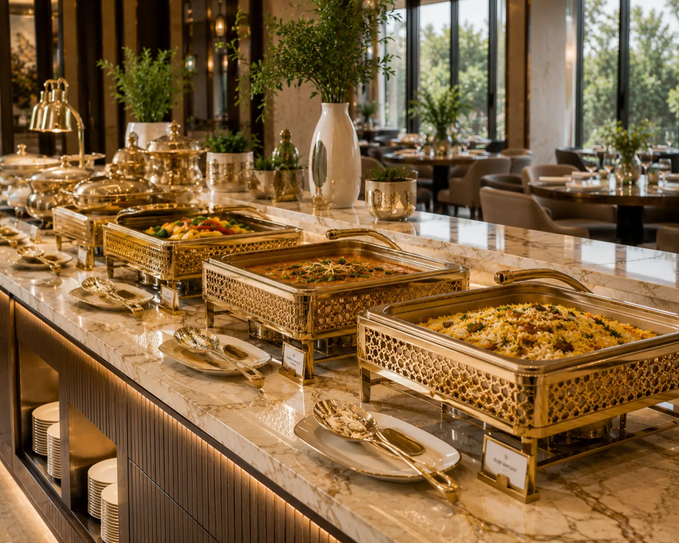 Buffet ware in a gold PVD finish