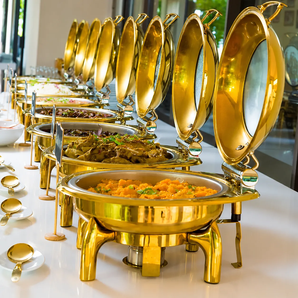 Buffet ware in a gold PVD finish