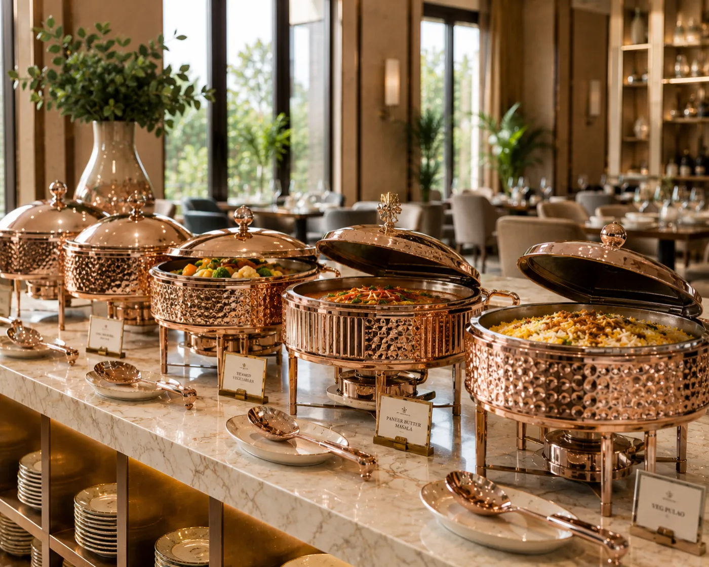Buffet ware in a rose-gold PVD finish