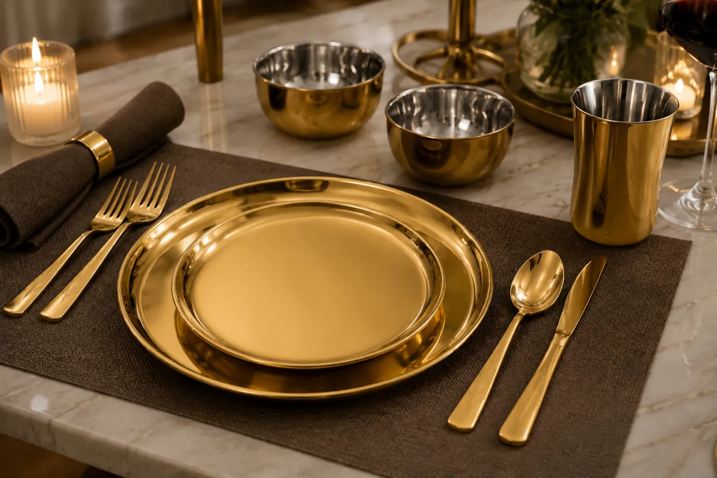 Decorative plates in a gold PVD finish
