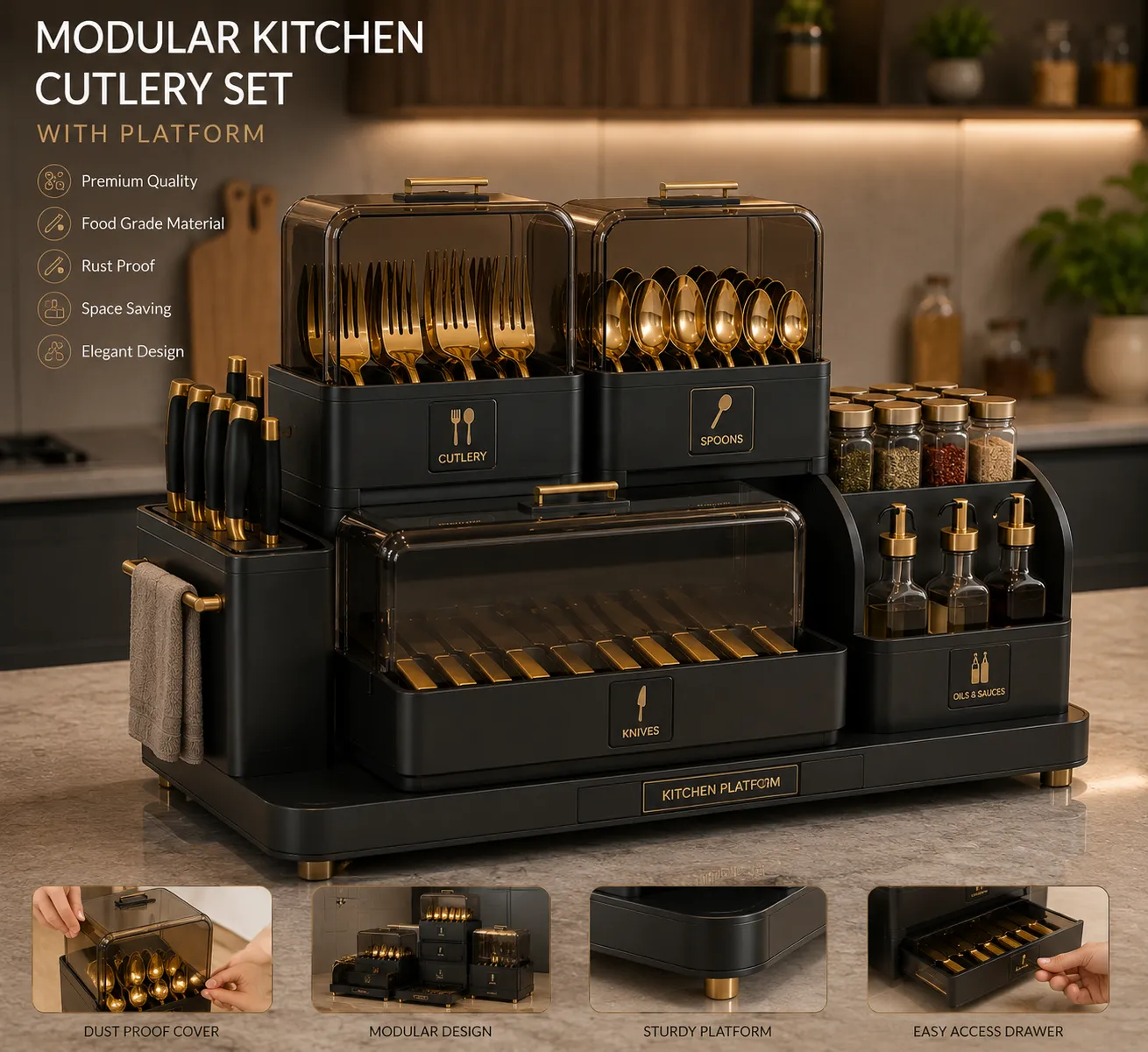 Crockery in a gold PVD finish