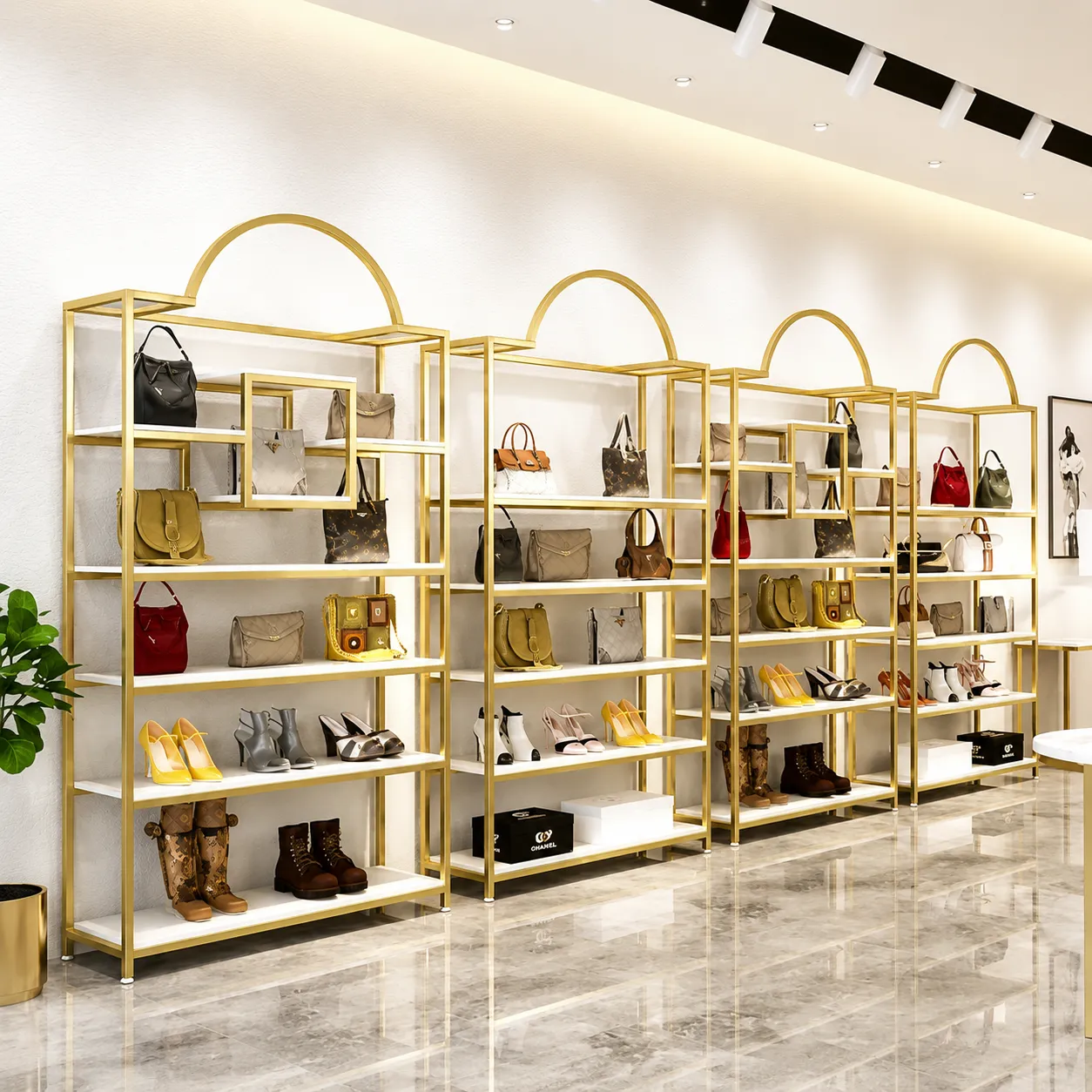 Cabinet with gold PVD-coated metal accents