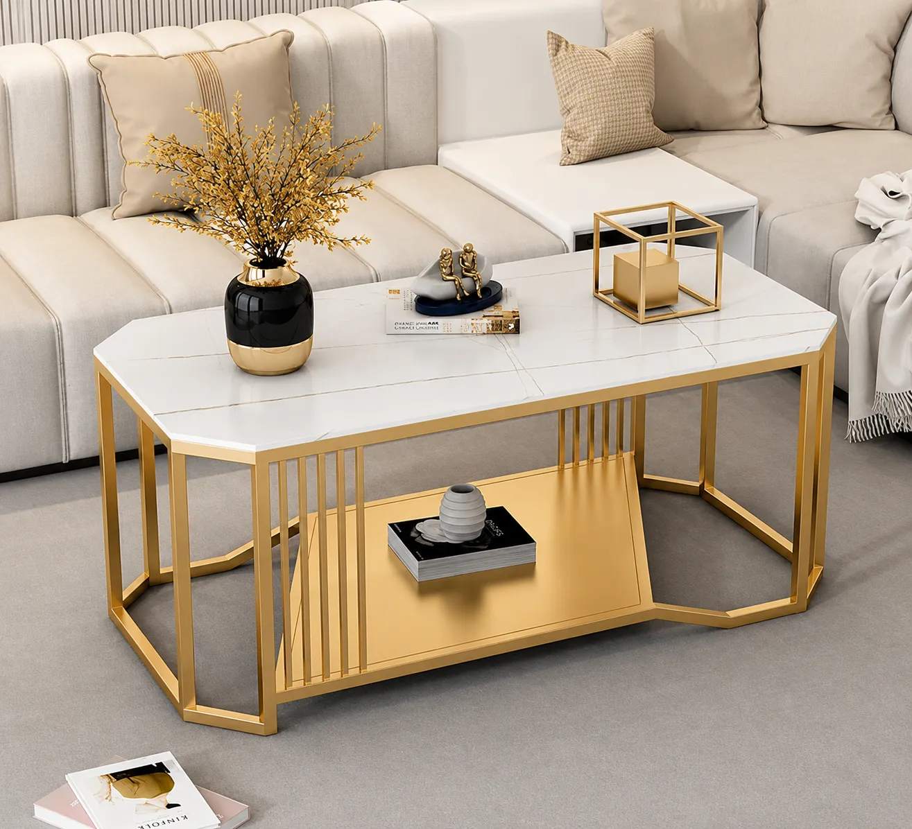 Centre table base in a gold PVD finish