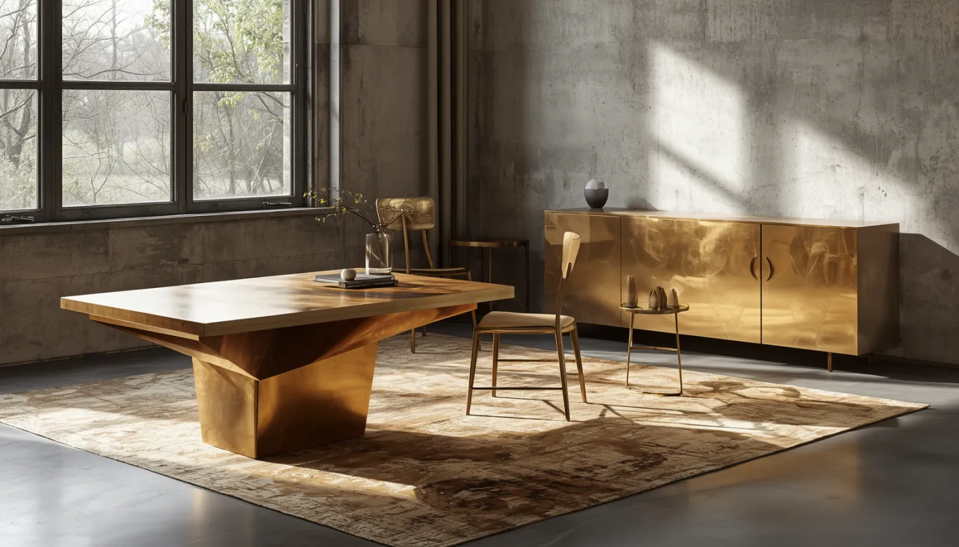 Table base and frame in a bronze PVD finish