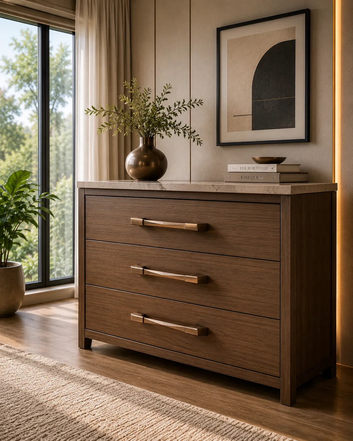 Cabinet handles and knobs in a bronze PVD finish