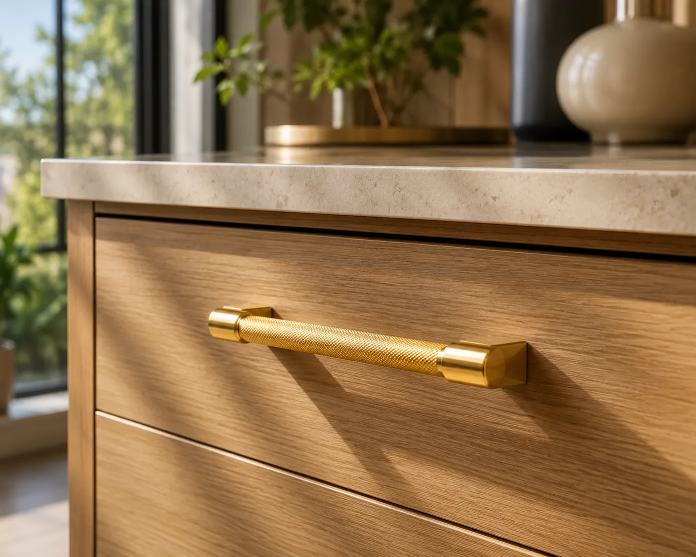 Cabinet handles and knobs in a gold PVD finish