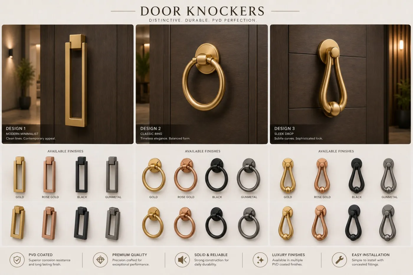 Door accessories with a PVD-coated finish