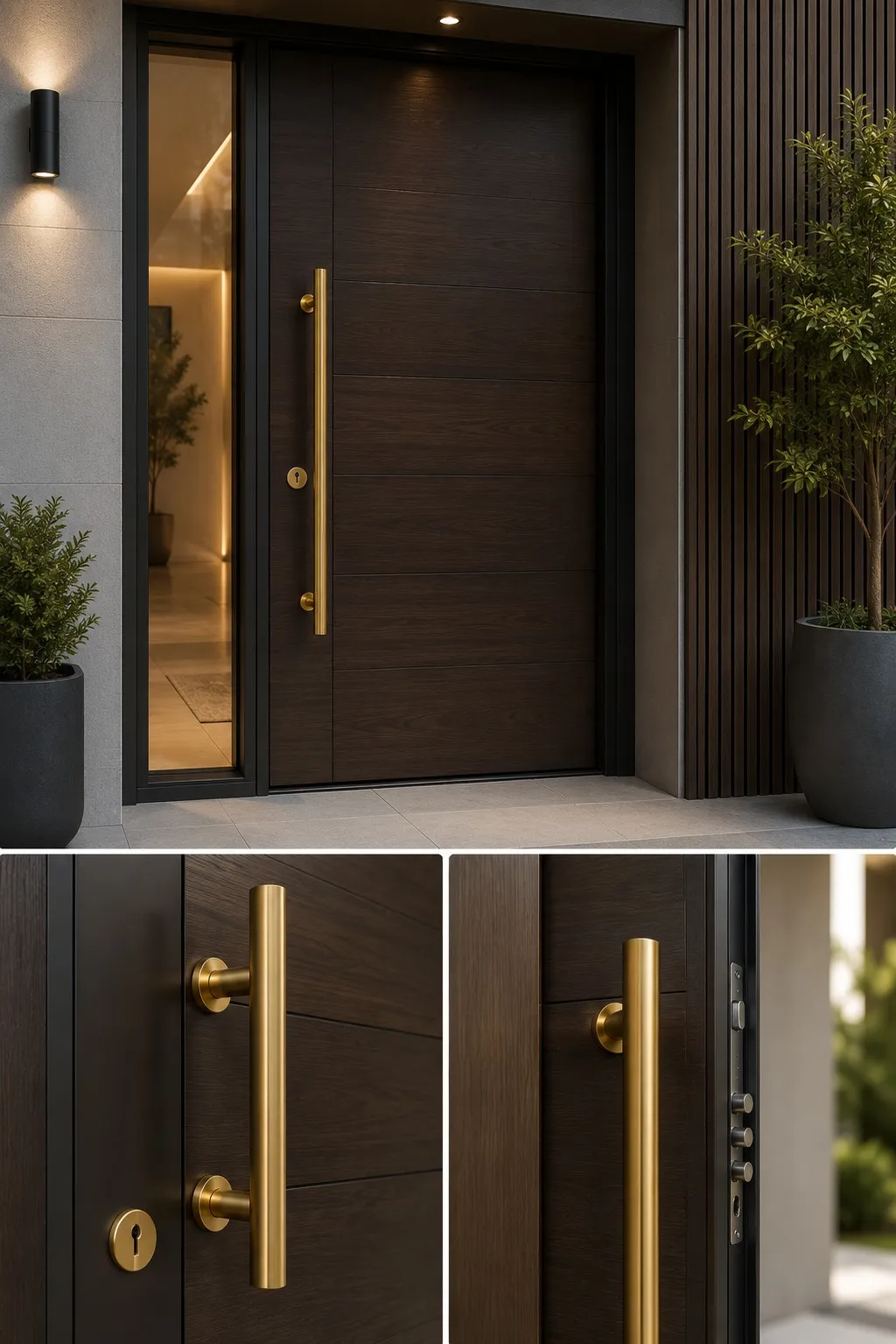 Internal door handles in a gold PVD finish