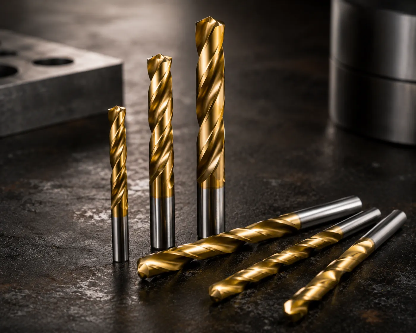 PVD-coated twist drills in a gold titanium-nitride finish