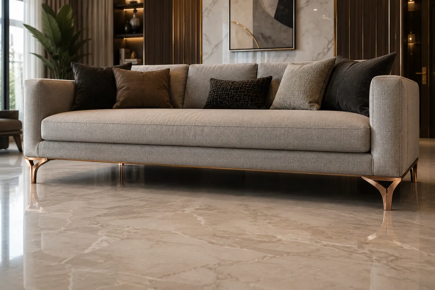 Furniture legs with a PVD-coated metallic finish
