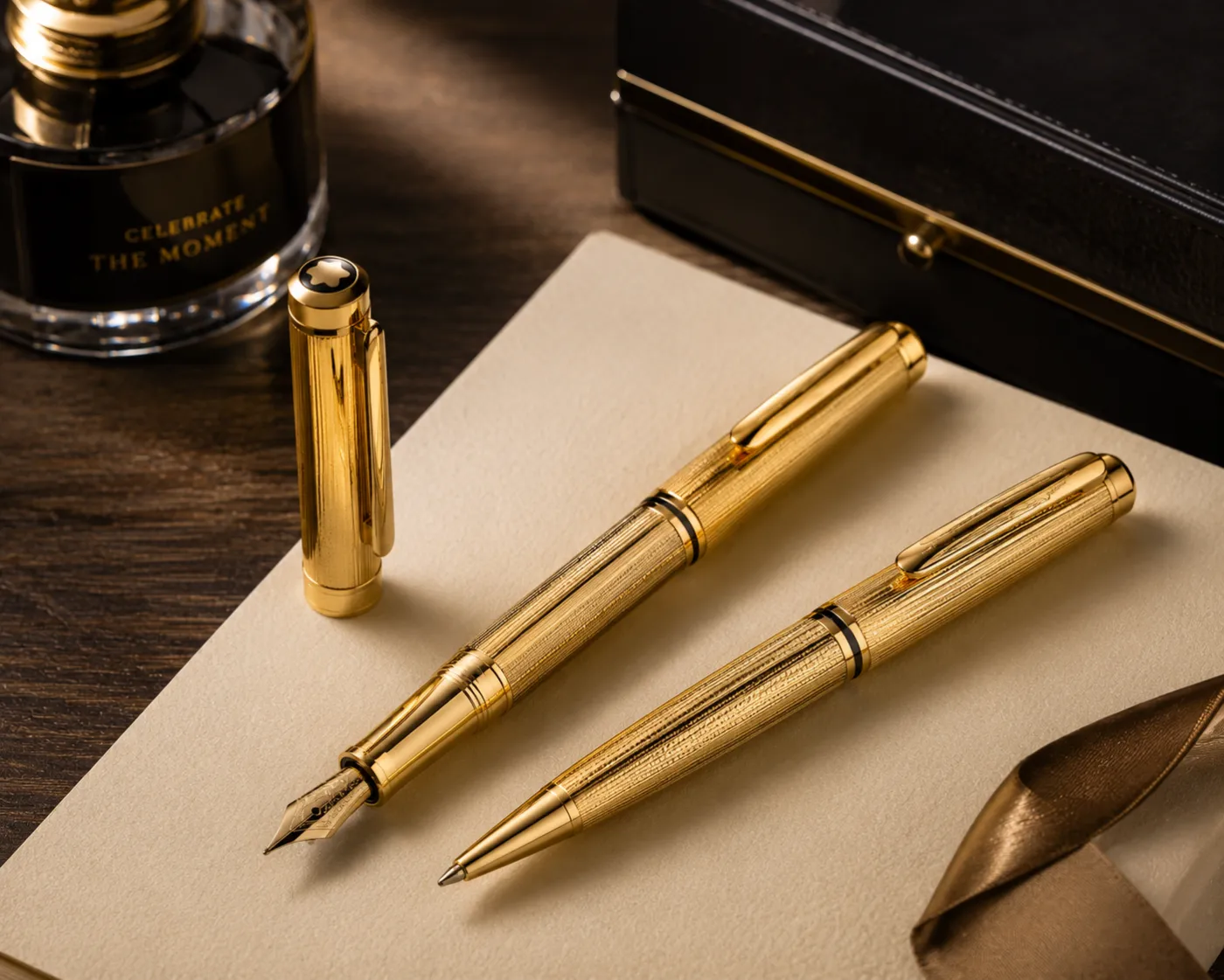 Luxury pen with a gold PVD-coated finish