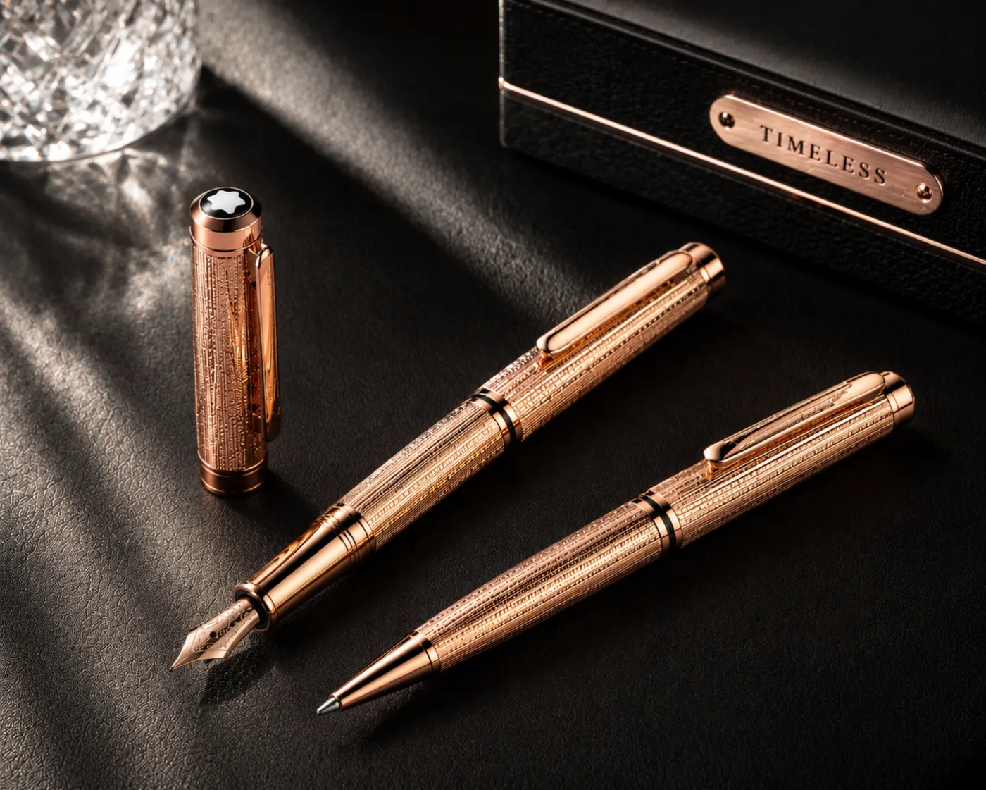 Luxury pen with a rose-gold PVD-coated finish