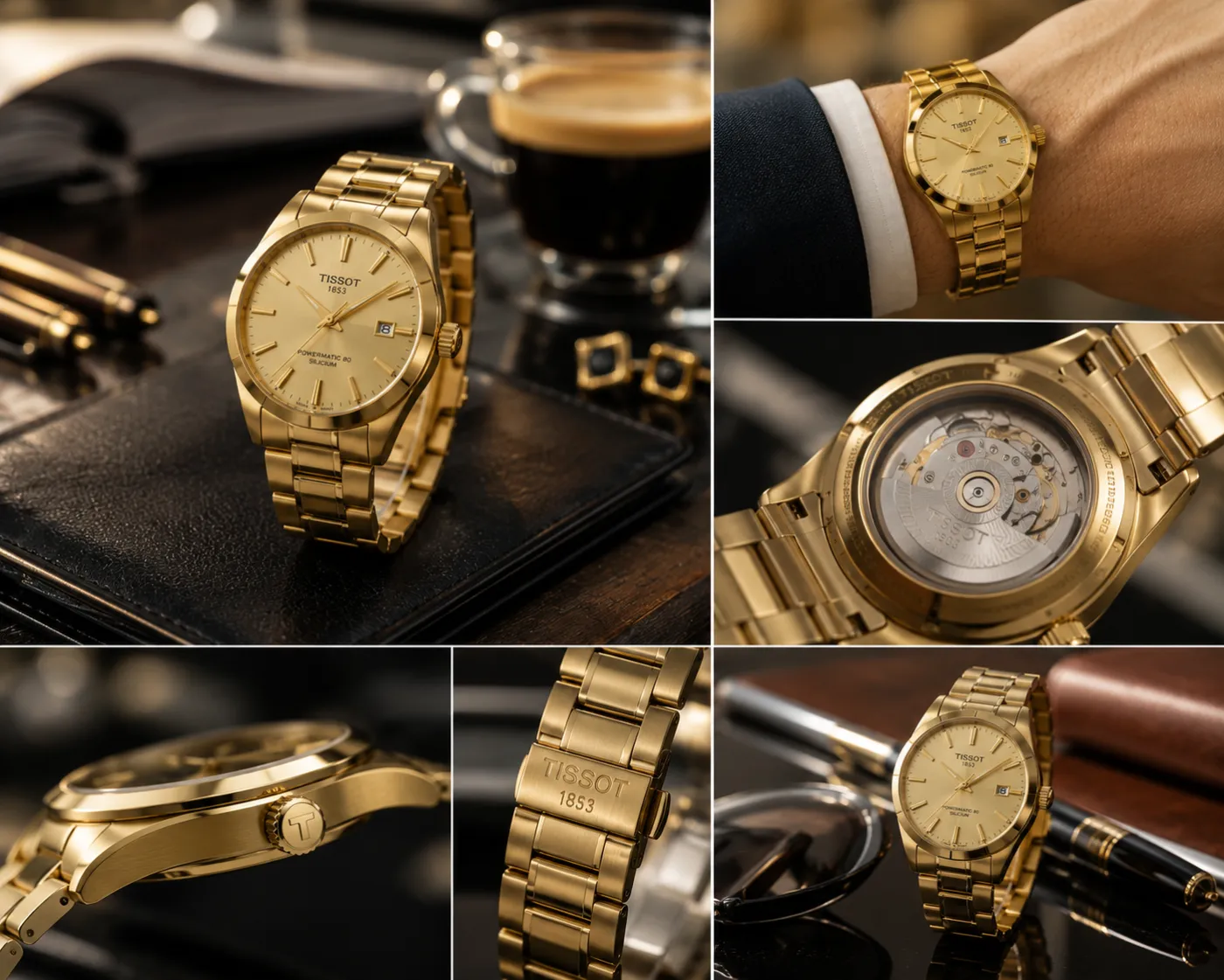 Wristwatch with a gold PVD-coated finish