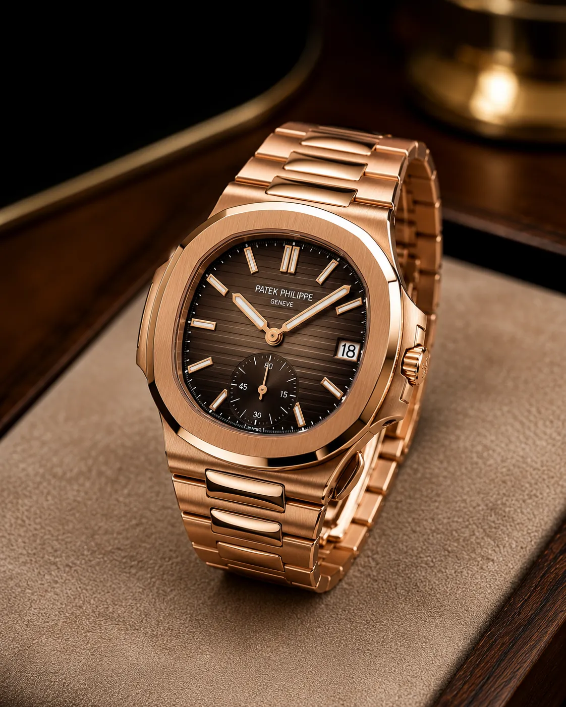 Wristwatch with a rose-gold PVD-coated case