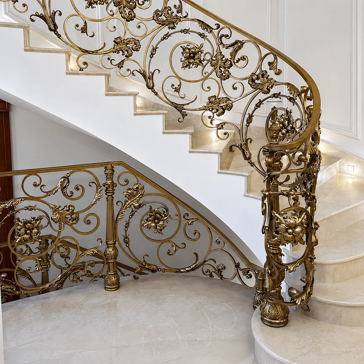 Staircase railing in a bronze PVD finish