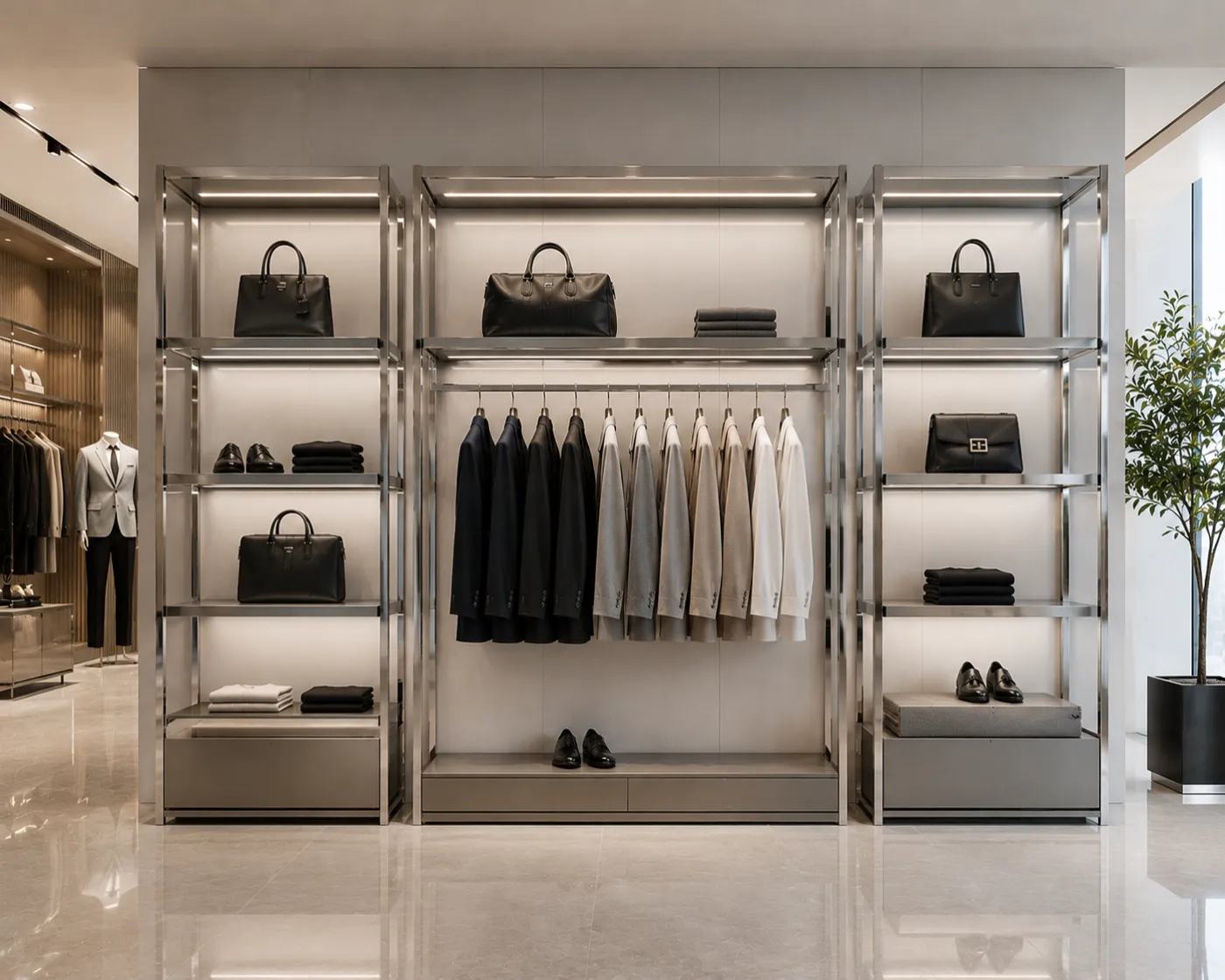 Retail display rack in a nickel PVD finish