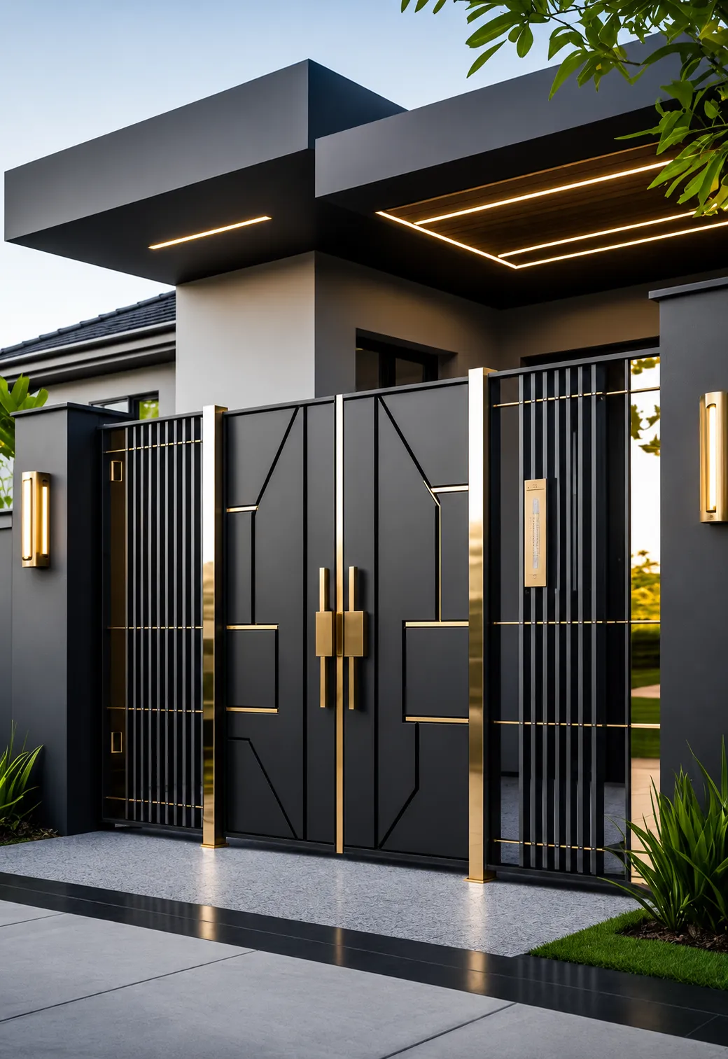 Safety door in a gold and black PVD finish